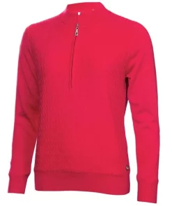 Green Lamb Kristian Lined Zip Neck Sweater Deep Pink