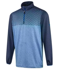 Island Green Zip Neck Sublimation Print Layer Blue